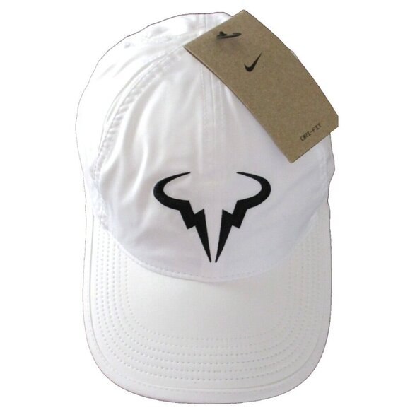 Nike Dri-FIT Club Rafa Nadal Unstructured Tennis Hat White Black Adjustable NWT - Picture 1 of 4